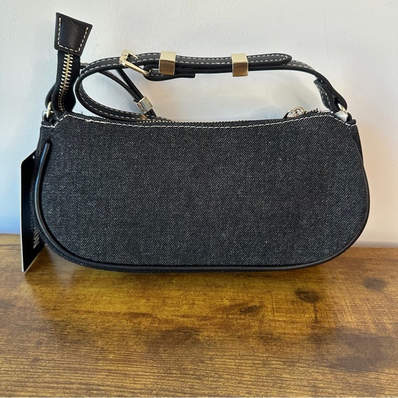 New True Religion Black Denim Horseshoe Gold Chain Charm Shoulder Handbag Cute - Picture 6 of 7